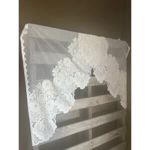 Vintage Lace Sears Tier Valances Ivory Polyester Blend 28x36